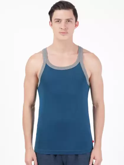 Men Solid Pure Cotton Innerwear Gym Vest - image 3