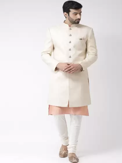 Men Solid Sherwani Set - image 3