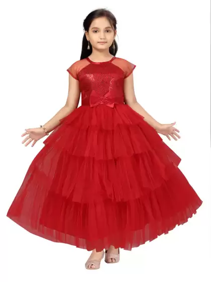 Girls Embellished Net Maxi Dress - image 3