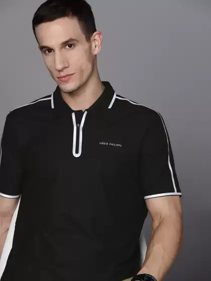 Men Solid Polo Collar T-shirt - image 3