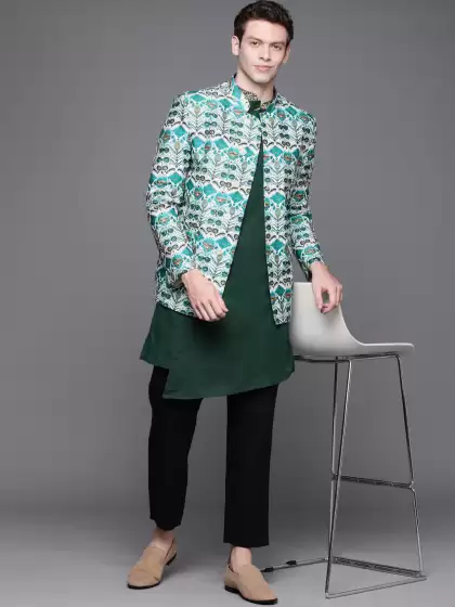 Men Printed Bandhgala Blazer - image 3