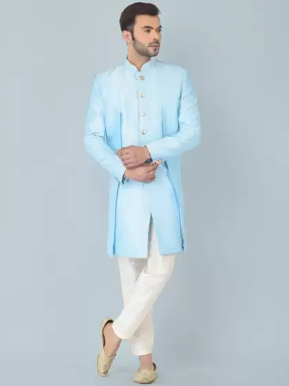 Men Solid Sherwani Set - image 3