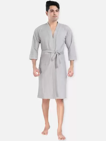 Men Solid Bath Robe - image 3