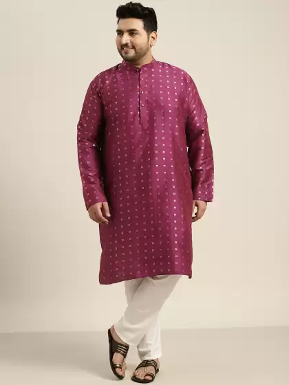 Men Plus Size Geometric Kurta - image 3