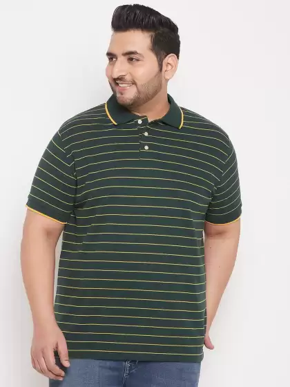 Men Striped Polo Collar T-shirt - image 3