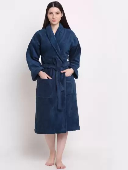 Women Solid Bath Robe - image 3