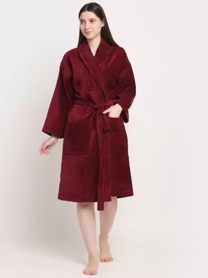 Women Solid Bath Robe - image 3