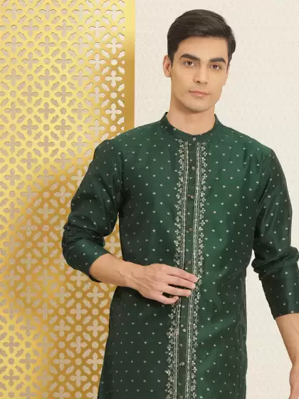 Men Woven Design Jashn Kurta - image 3
