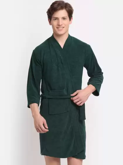 Men Solid Bath Robe - image 3