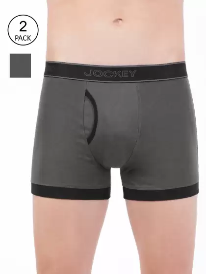 Men Pack Of 2 Solid Pure Cotton Boxer Style Briefs - image 3