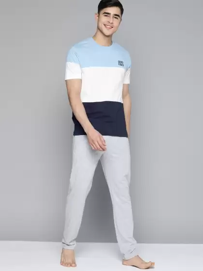 Men Colourblocked Pyjama Set - image 3