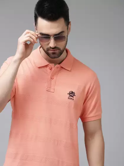Men Striped Polo Collar Slim Fit T-shirt - image 3