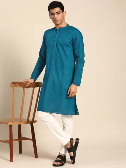 Men Printed Cotton Kurta Set - image 3
