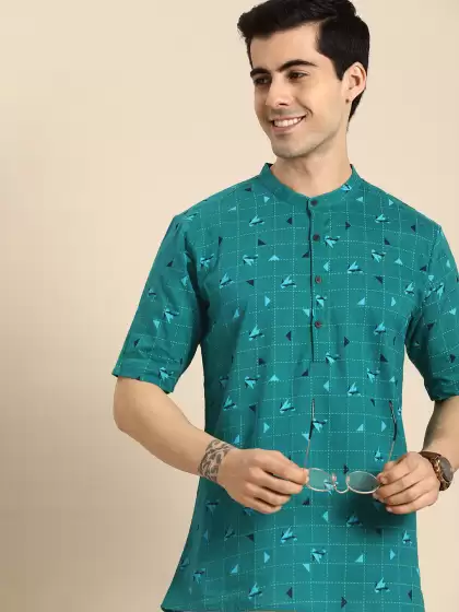 Men Geometric Cotton Kurta - image 3
