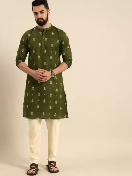 Men Printed Kurta with Trousers - image 3