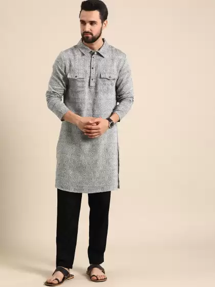 Men Printed Kurta with Trousers - image 3