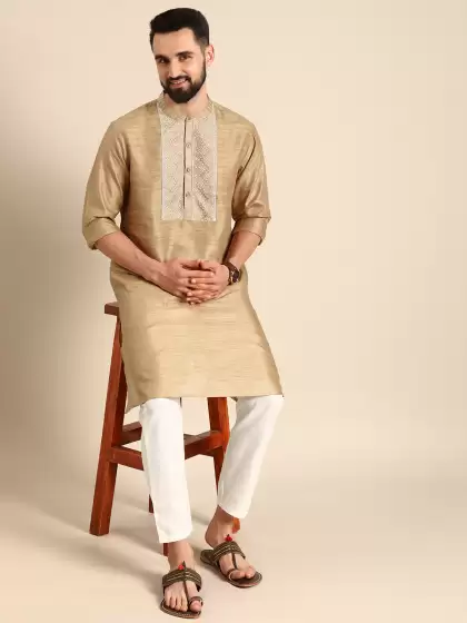 Men Yoke Design Kurta with Pyjamas - image 3