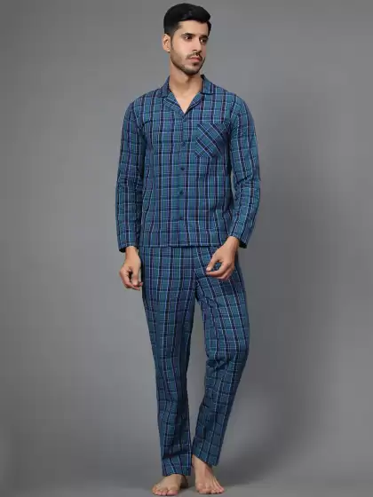 Men Checked Night suit - image 3
