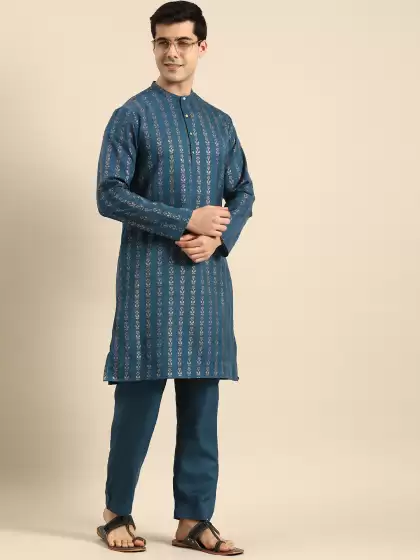 Men Embroidered Kurta with Trousers - image 3