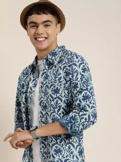 Men Indigo Printed Casual Shirt - image 3