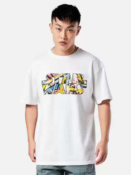 Men Star Wars Typography Printed Loose T-shirt - image 3