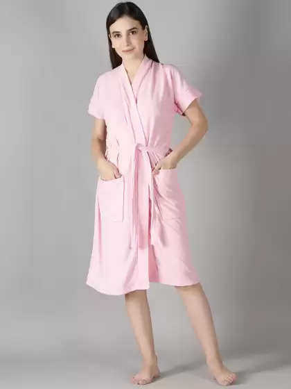 Women Solid Bath Robe - image 3