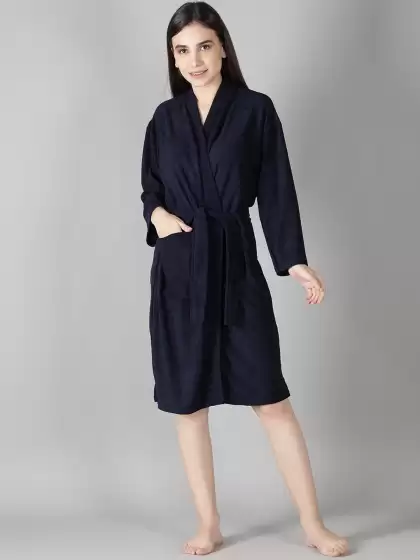 Women Solid Bath Robe - image 3