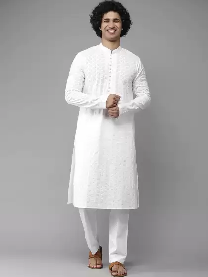 Men Geometric Embroidered Kurta - image 3