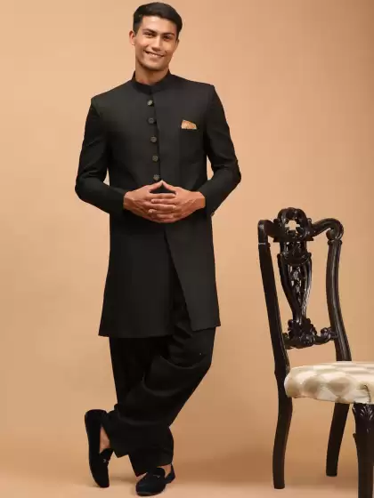 Men Solid Sherwani Set - image 3