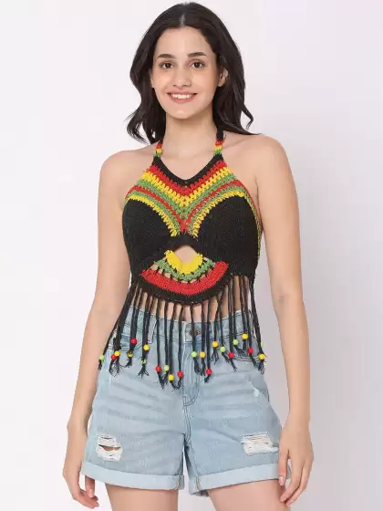 Women Self Design Crochet Swim Tops - image 3
