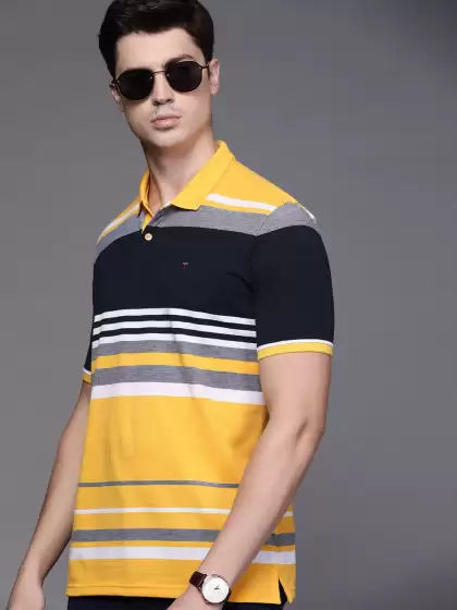Men Striped Polo Collar T-shirt - image 3
