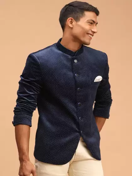 Men  Printed Slim-Fit Bandhgala Blazers - image 3