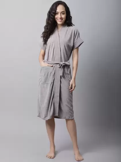 Women Solid Bath Robe - image 3