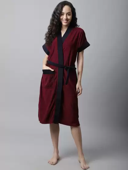 Women Solid Bath Robe - image 3