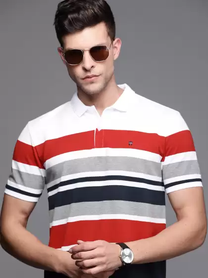 Men Striped Polo Collar T-shirt - image 3