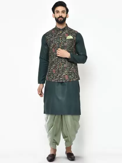 Men Printed Kurta with Dhoti Pants - image 3