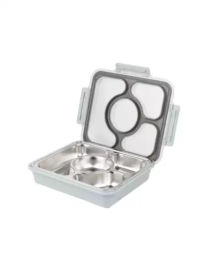 Solid Stainless Steel Lunch Box With 4 Compartment Containers - image 3