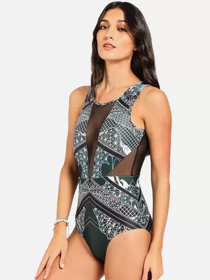 Women Printed Plunge Body Swimsuit - image 3