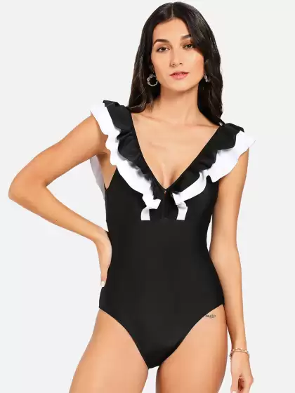 Women Solid One-Piece Swimsuit - image 3