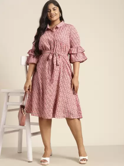 Plus Size Floral Shirt Dress - image 3