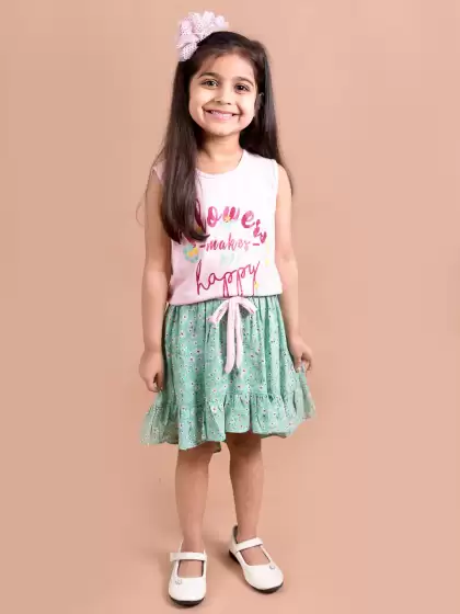 Girls Printed T-shirt with Skirt - image 3