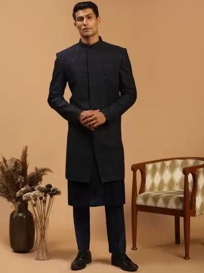 Men Printed Slim-Fit Sherwani Set - image 3