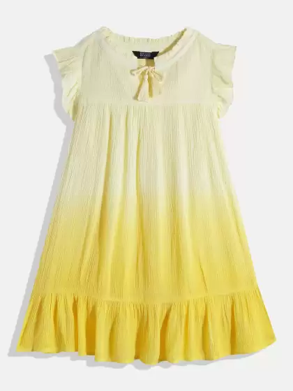 Colourblocked Dyed Crepe A-Line Midi Tie-Up Neck Dress - image 3