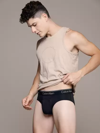 Men Solid Knitted Basic Briefs - image 3