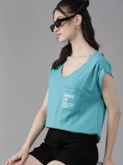 V-Neck Pure Cotton T-shirt - image 3