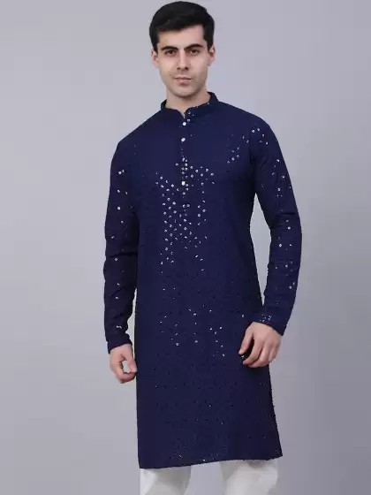 Men Embroidered Pure Cotton Kurta - image 3