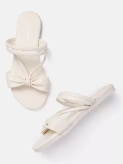 Women Bow Detail Open Toe Flat - image 3