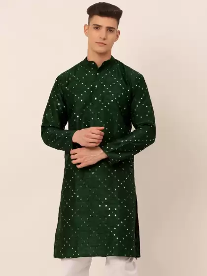 Men Embroidered Silk Kurta - image 3