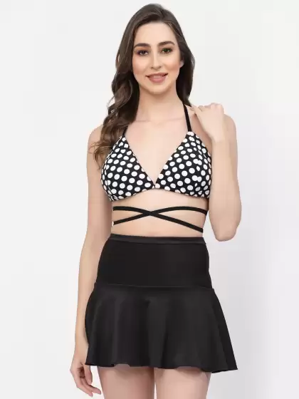 Women Polka Dot Print Two piece Skirtini Swimwear - image 3