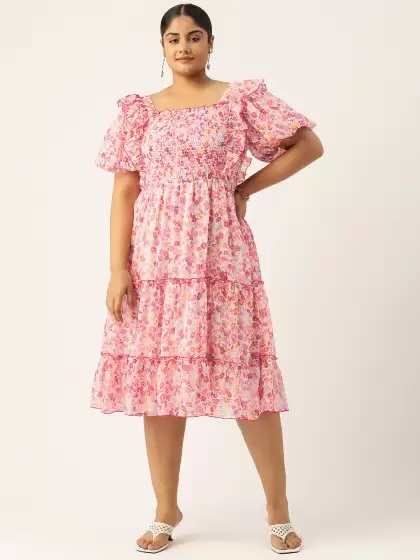 Floral Chiffon Midi Dress - image 3